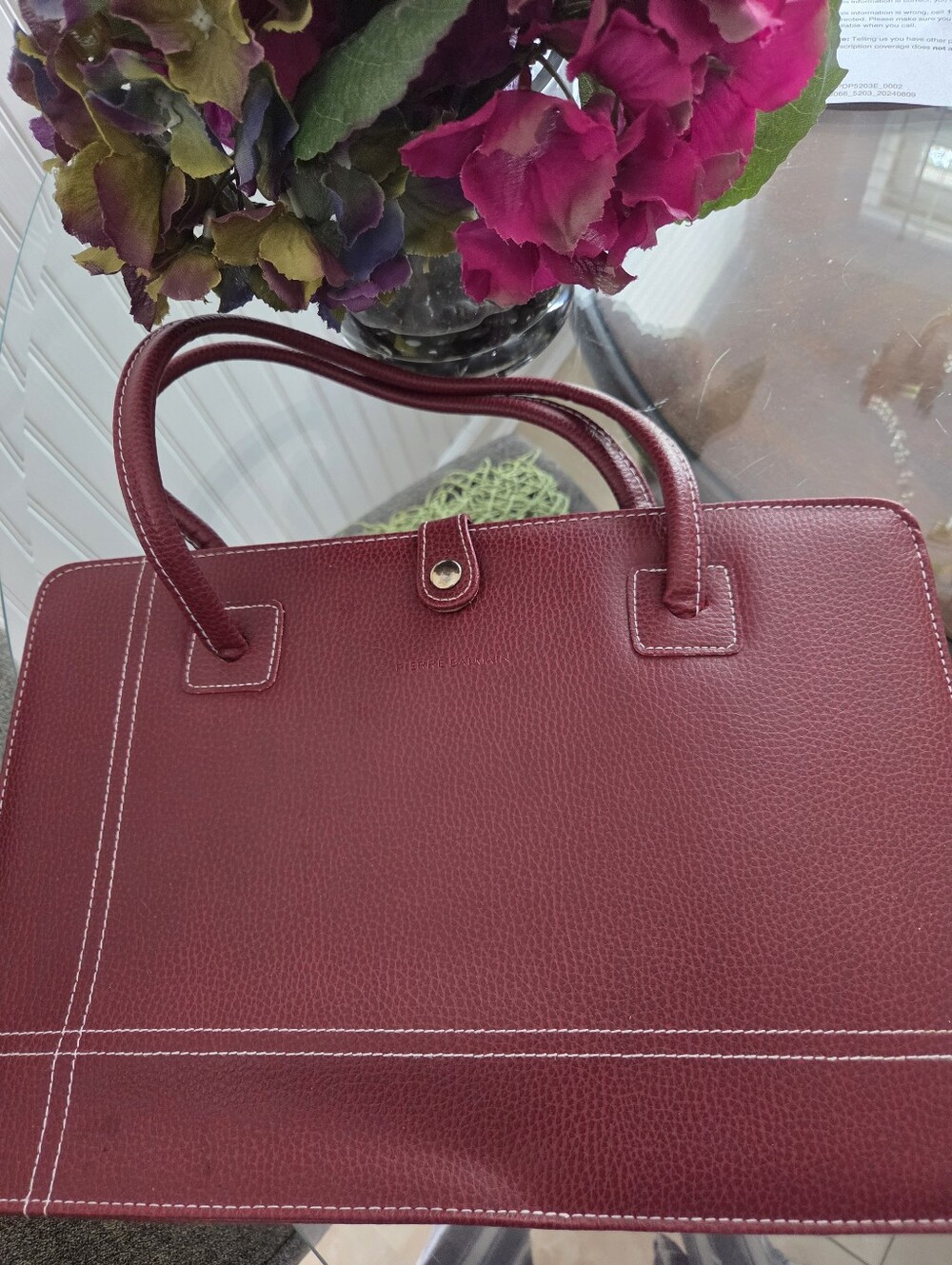 Balmain Structured Women's Tote Bag in Burgundy - Classic Carryall Excellent